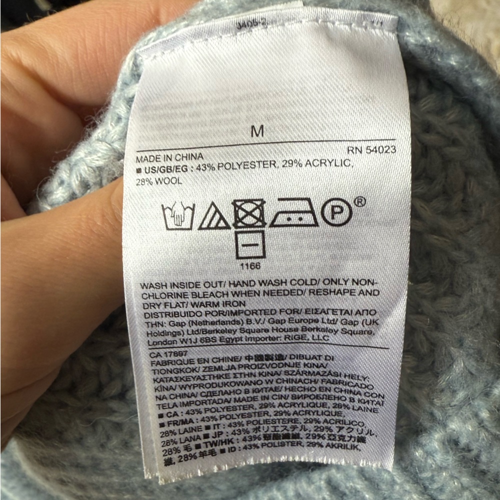 Banana Republic Italian Yarn Knit Sweater Gray Blue Crewneck Pullover Size M - Picture 4 of 6
